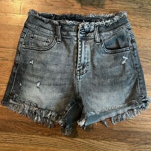 Black denim shorts